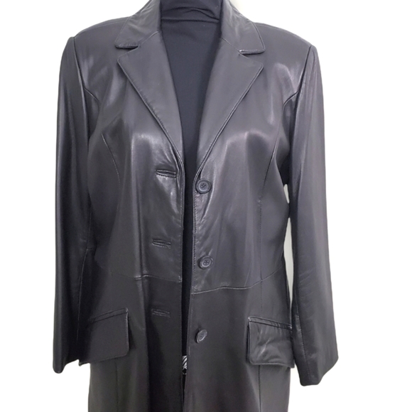 Jackets & Blazers - Adler Collection Black Lambskin Leather Trench Coat M